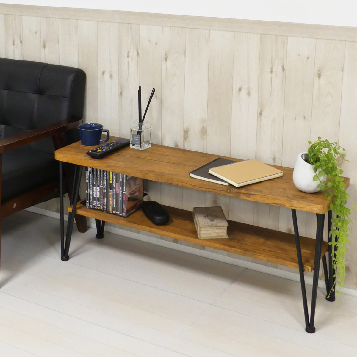 クロシオ テレビ台 ローボード ヴィンテージ調 スチール脚 ART 幅105cm