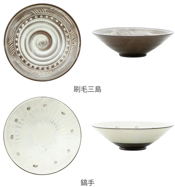 盛鉢 20cm 刷毛三島 鎬手 皿 食器 和食器 陶器 日本製 （ 中鉢 丸