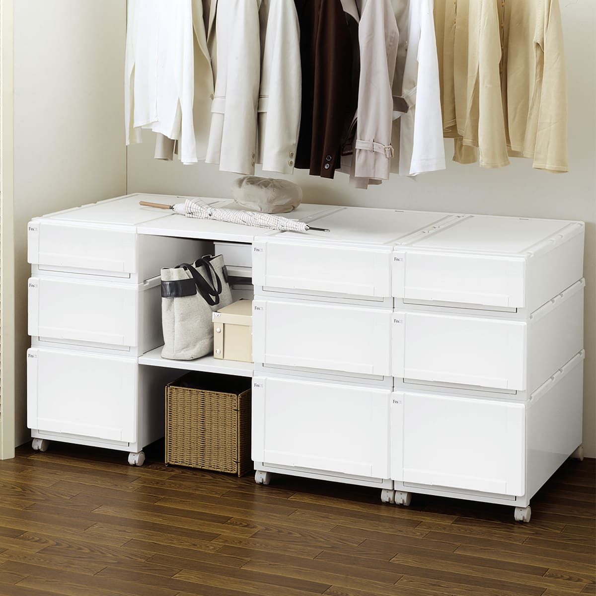 Fits 収納ケース 幅44×奥行74×高さ30cm ホワイト フィッツ フィッツ