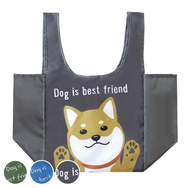エコバッグ コンビニエコバッグ 柴犬 Abeille ポケット収納 スナップ付き （ マイバッグ エコバック マイバック コンパクト マチ広 折りたたみ コンビニ ）