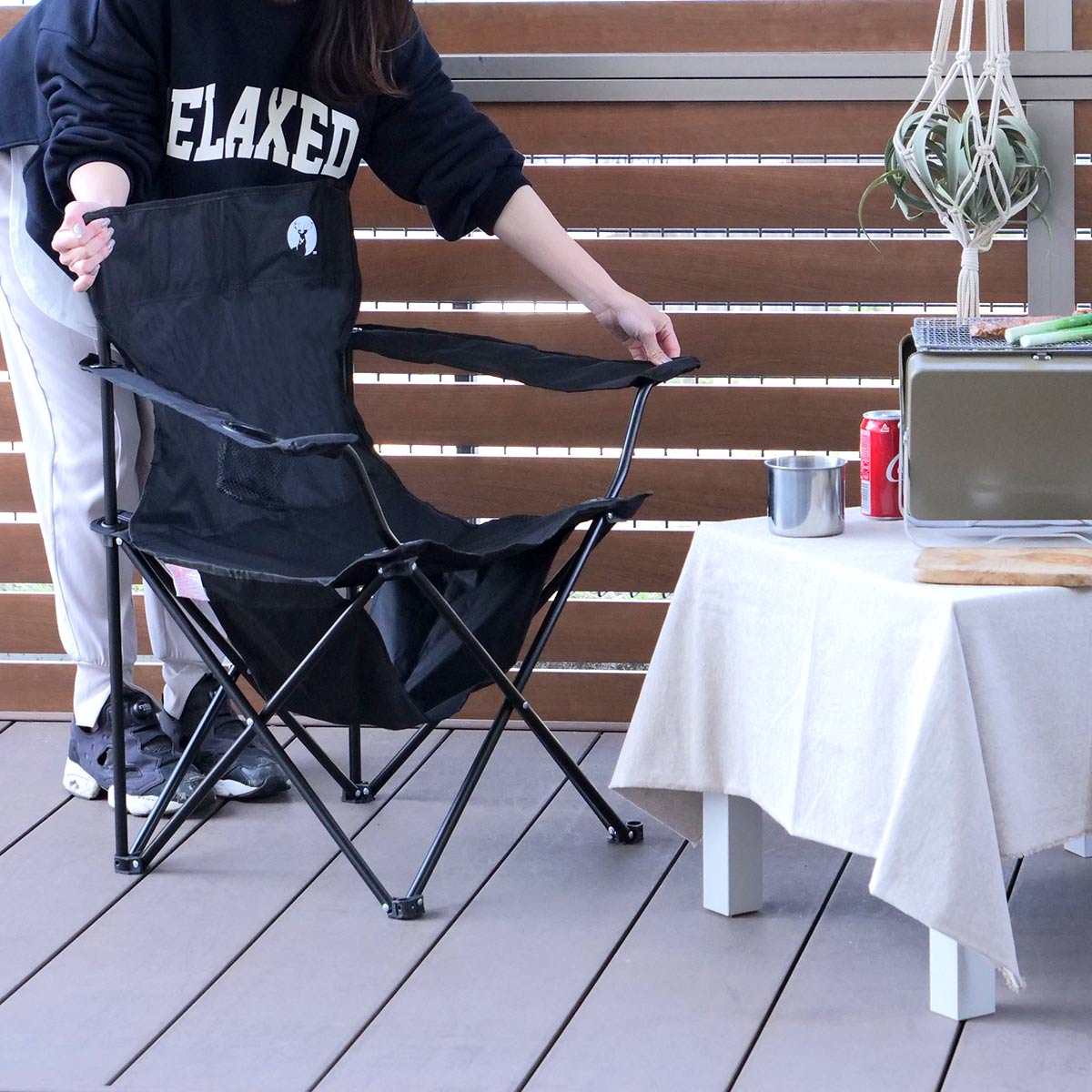 CAPTAIN STAG（キャプテンスタッグ） アウトドアチェア 折りたたみ 棚