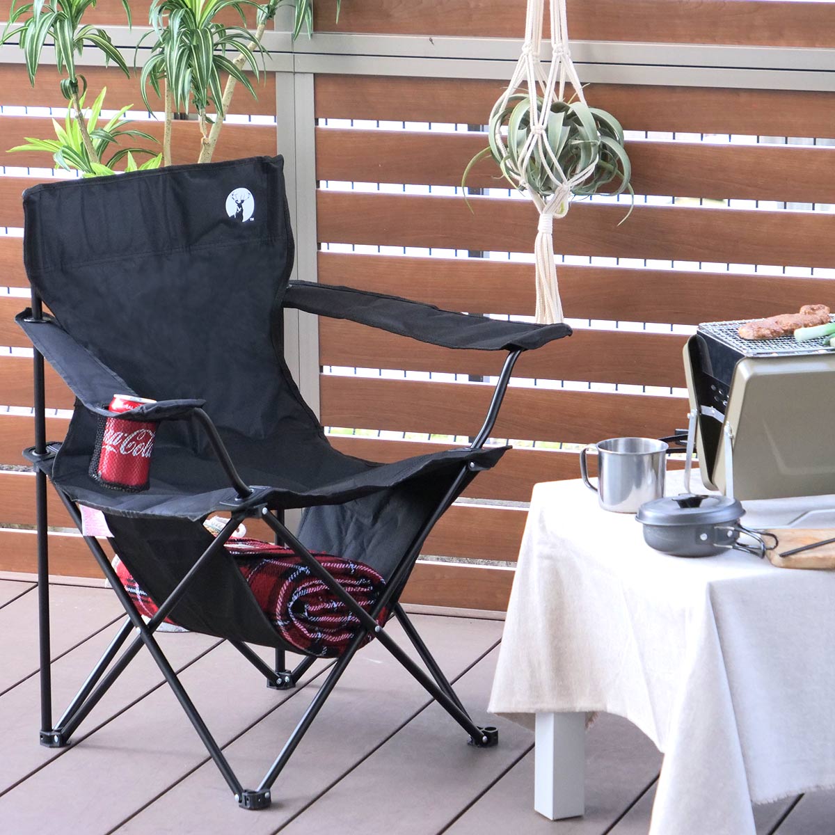 CAPTAIN STAG（キャプテンスタッグ） アウトドアチェア 折りたたみ 棚