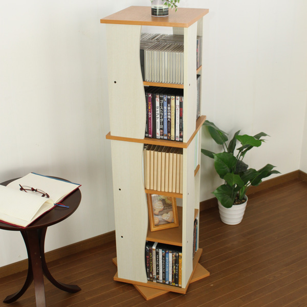 ミヤグチ企販 回転式 コミックラック DVDラック 5段 高さ121cm （ 本棚