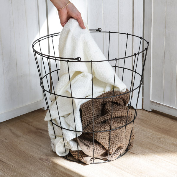 ちどり産業 ランドリーバスケット アンティーク 大容量 洗濯かご 丸型