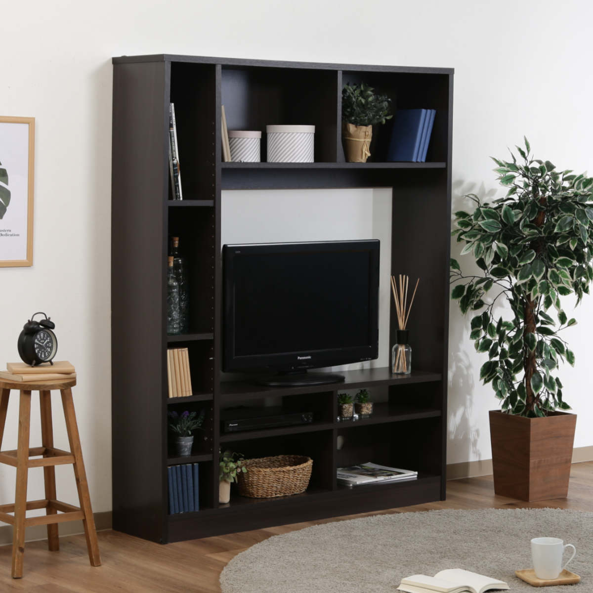 不二貿易（Fuji Boeki） テレビ台 幅120cm 壁面収納 ラック付 シンプル