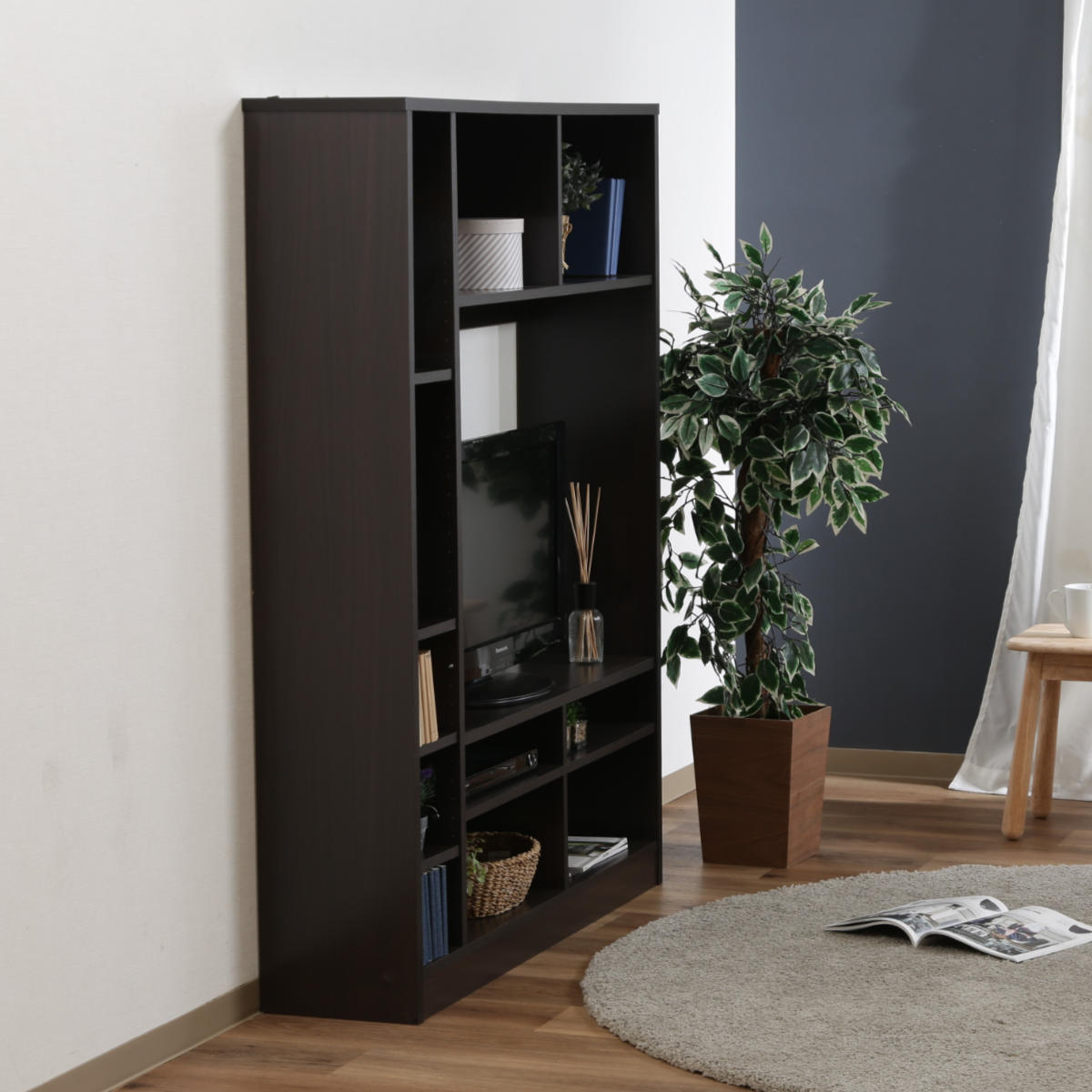 不二貿易（Fuji Boeki） テレビ台 幅120cm 壁面収納 ラック付 シンプル