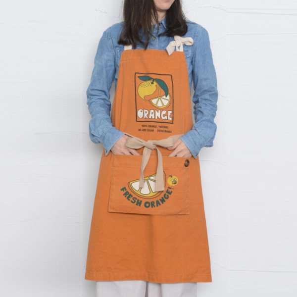 【まとめ売り】100%ORANGE Yonda? グッズ　エプロン＋ガムテープ付 エプロン プリントウォッシュエプロン オレンジ ポケット付き