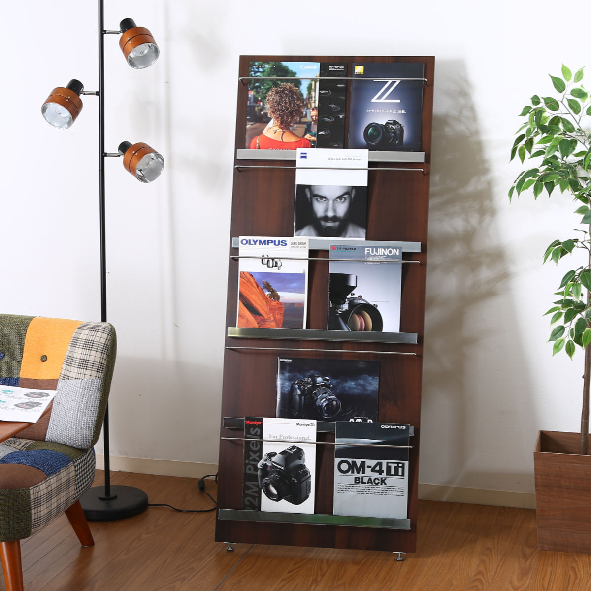 不二貿易（Fuji Boeki） マガジンラック 幅58cm 5段 ワイド 木目調