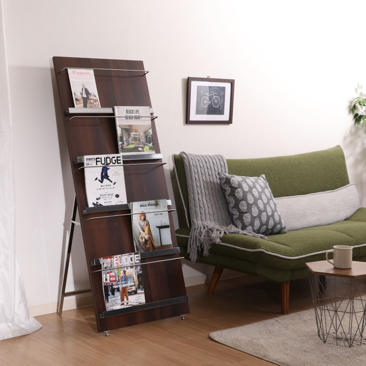 不二貿易（Fuji Boeki） マガジンラック 幅58cm 5段 ワイド 木目調