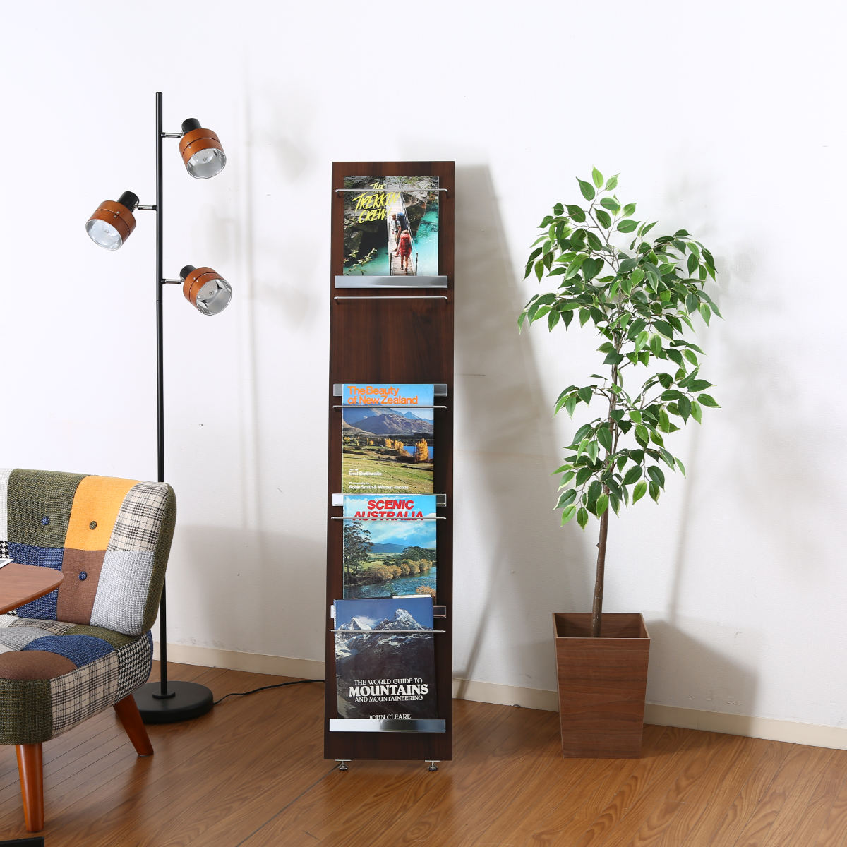 不二貿易（Fuji Boeki） マガジンラック 幅30cm 5段 スリム 木目調