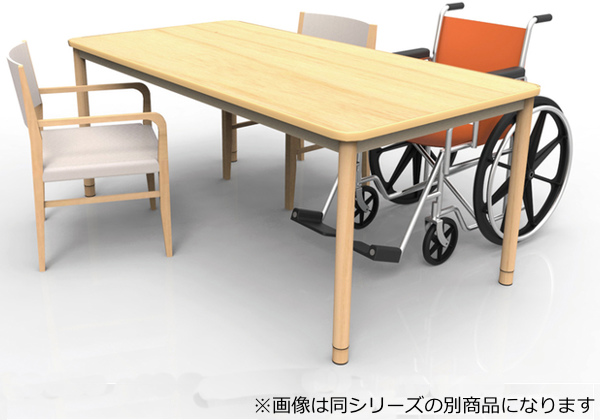 （法人限定） テーブル 幅171.5cm 台形 介護施設 車いす 高さ調整 介護 ソフトエッジ 机 つくえ （ ダイニングテーブル 食卓 介護用品 車椅子 対応 ）_5