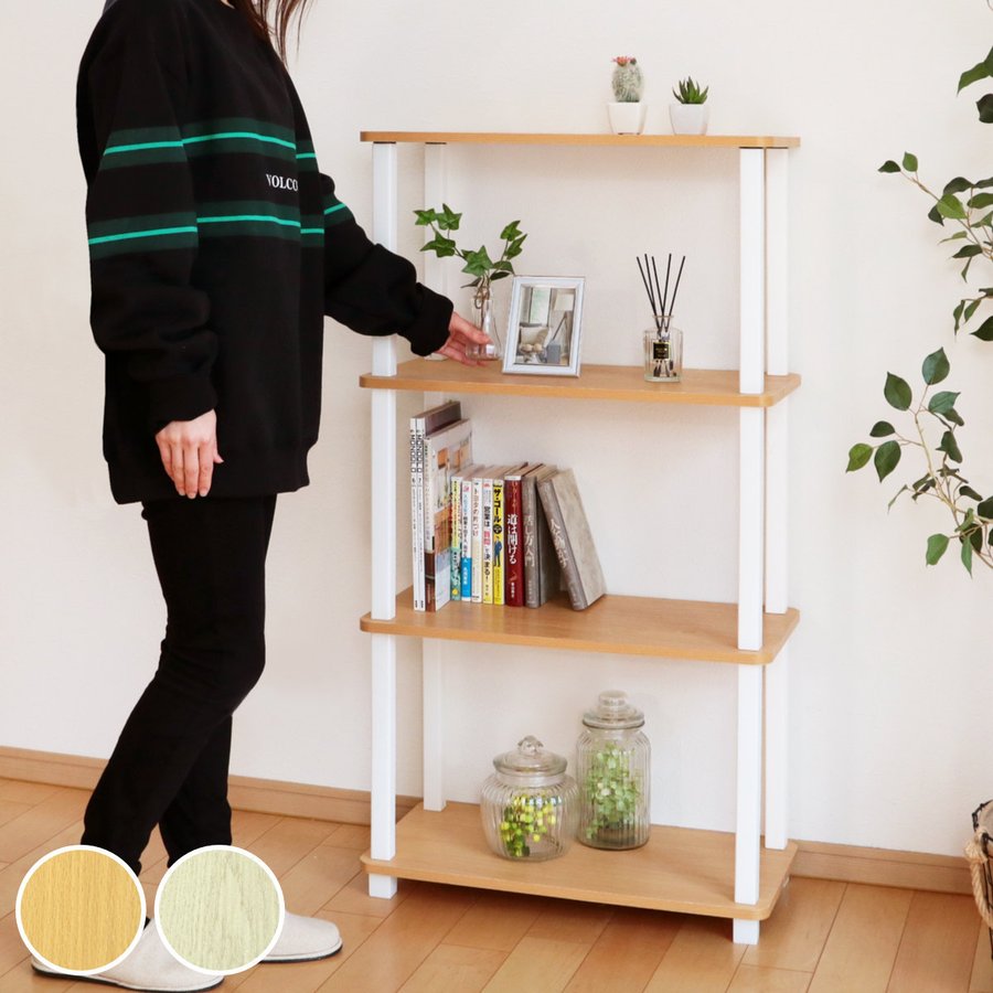 エイ・アイ・エス オープンラック 2段 簡単組立て 木製 ディスプレイ