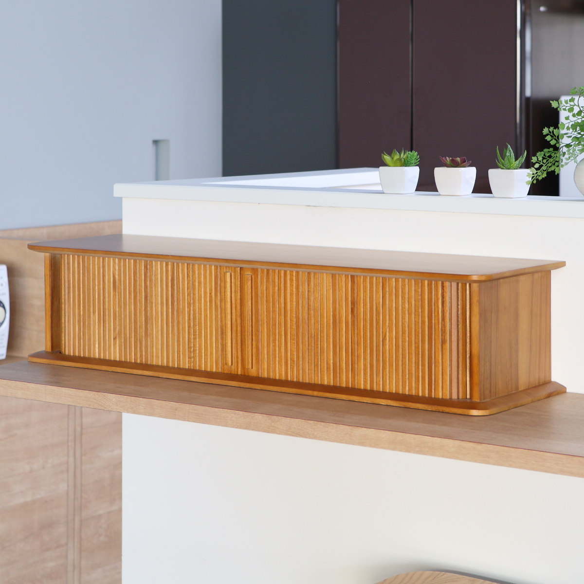 クロシオ スパイスラック 幅90cm ジャバラ式 カウンター上収納 背面