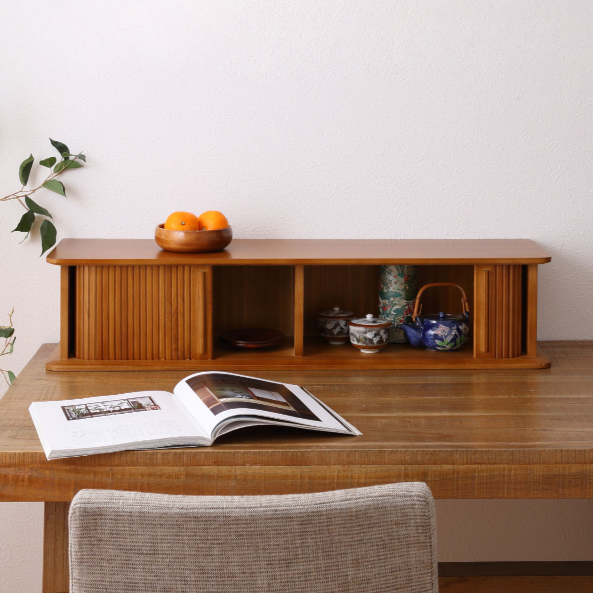 クロシオ スパイスラック 幅90cm ジャバラ式 カウンター上収納 背面