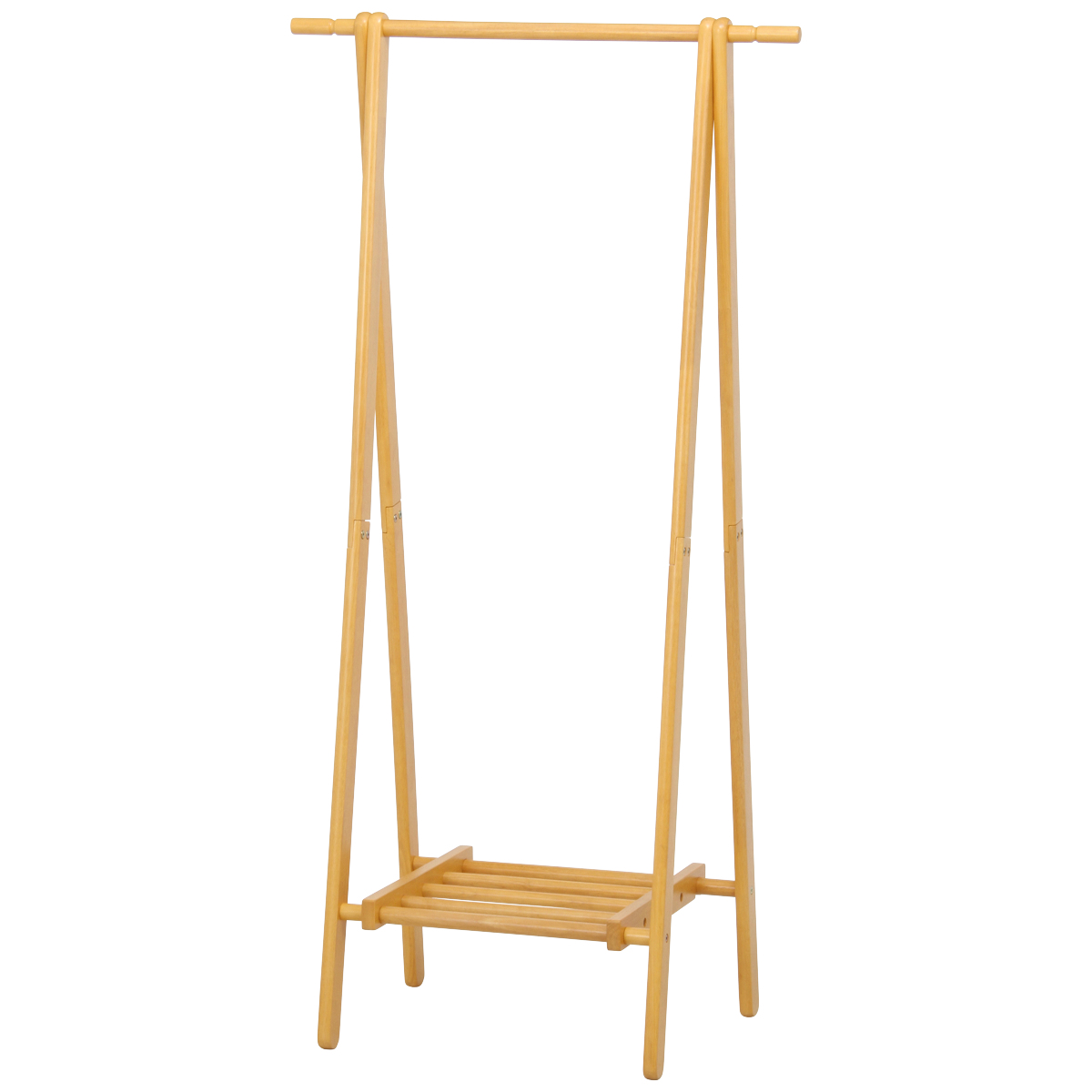不二貿易（Fuji Boeki） ハンガーラック 幅75cm 折りたたみ式 天然木