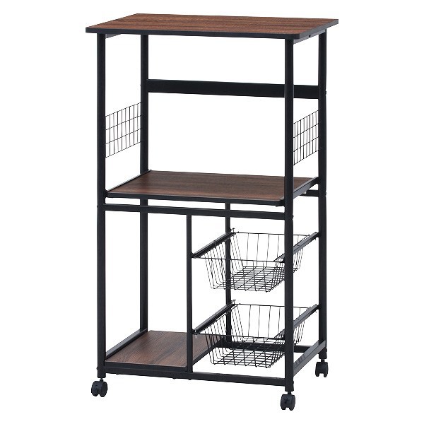 不二貿易（Fuji Boeki） レンジ台 幅60cm スチールフレーム スライド棚