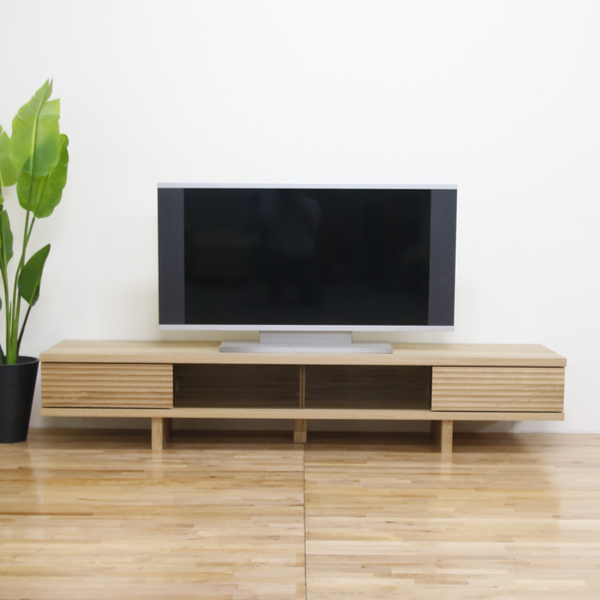 丸田木工 テレビ台 ローボード 天然木前板 ダークガラス引き戸 Ride 約