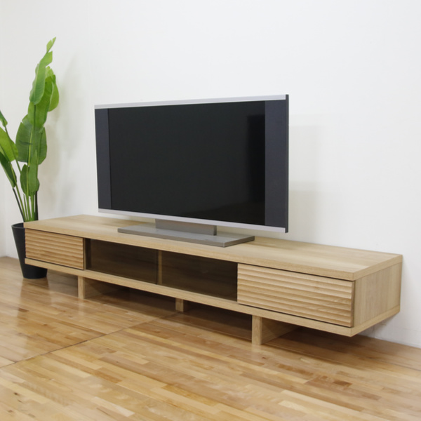 丸田木工 テレビ台 ローボード 天然木前板 ダークガラス引き戸 Ride 約