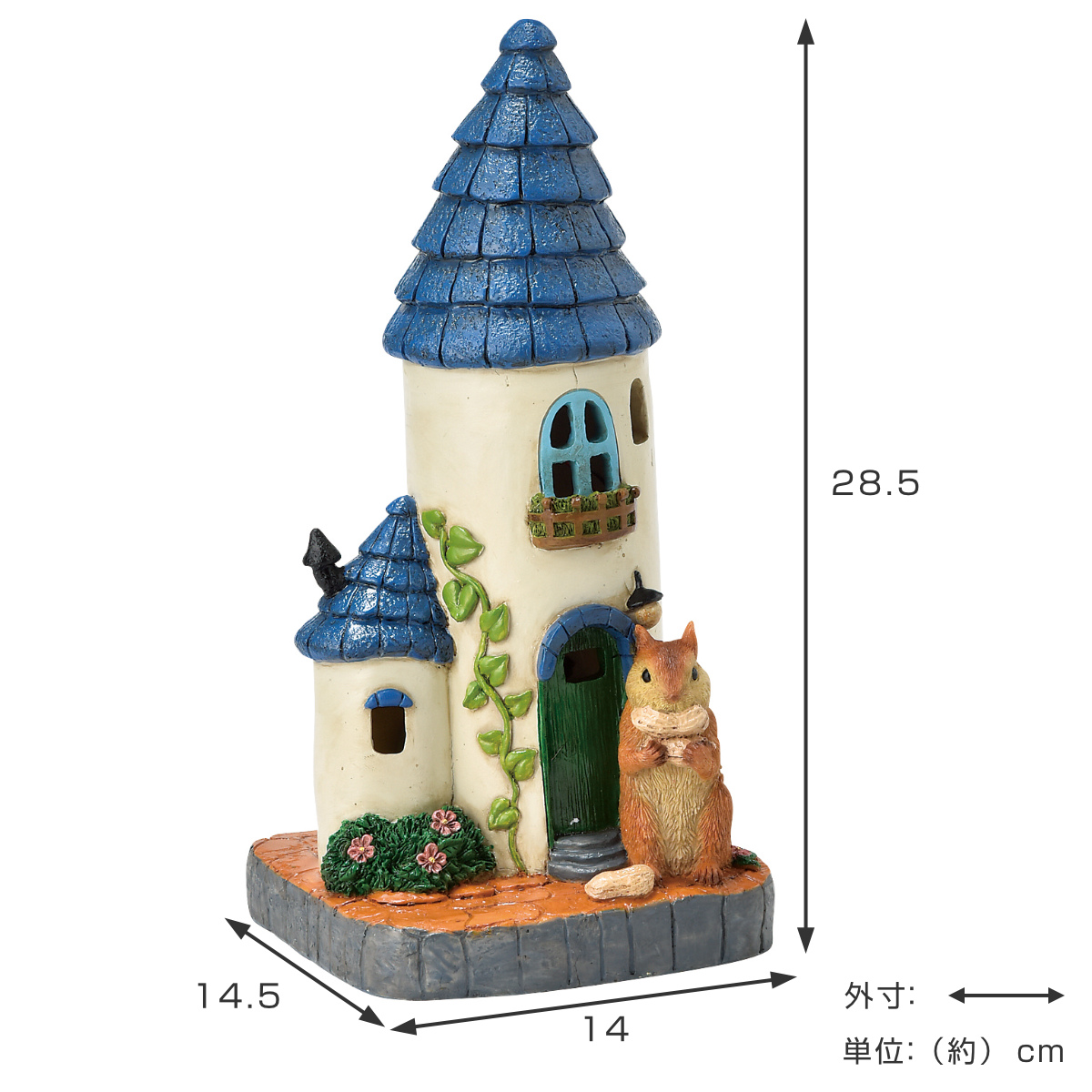 ガーデンオーナメント 青い屋根のおうち ソーラーオーナメント 光