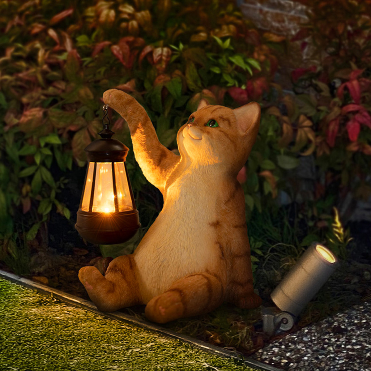 ガーデンオーナメント CATトラ ソーラーオーナメント 光センサー LED