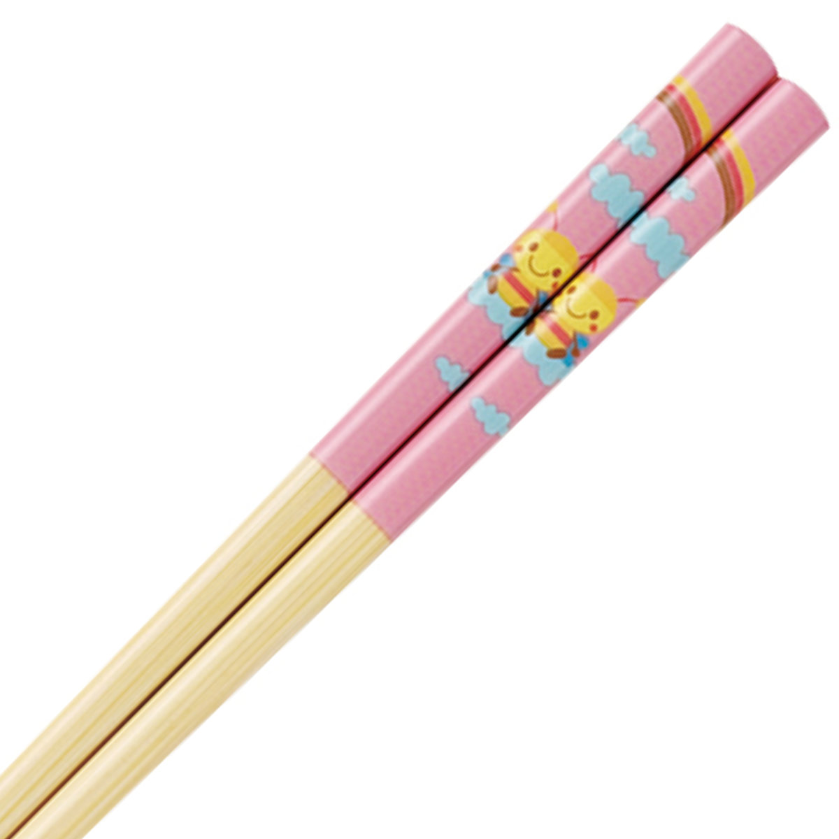 イエロー・ピンク　お箸 箸 16.5cm 安全箸 キッズ箸 ハニービー 子供用 竹製 天然竹 日本製