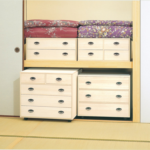 マーゼルン 総桐 押入れタンス 3段 深型 キャスター付 日本製 幅75cm