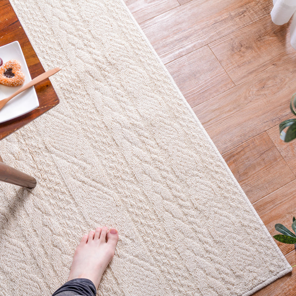 HAGiHARA（萩原） ラグ 185×185cm ラグマット 日本製 綿100％ 高機能