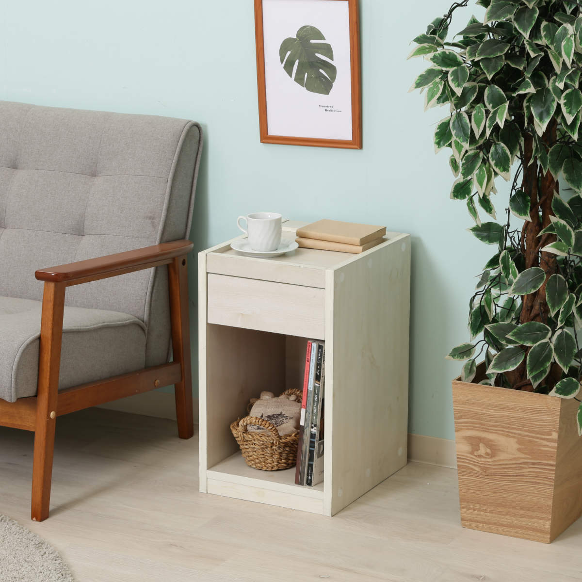 不二貿易（Fuji Boeki） サイドテーブル 高さ50cm ベッドサイド 木目調