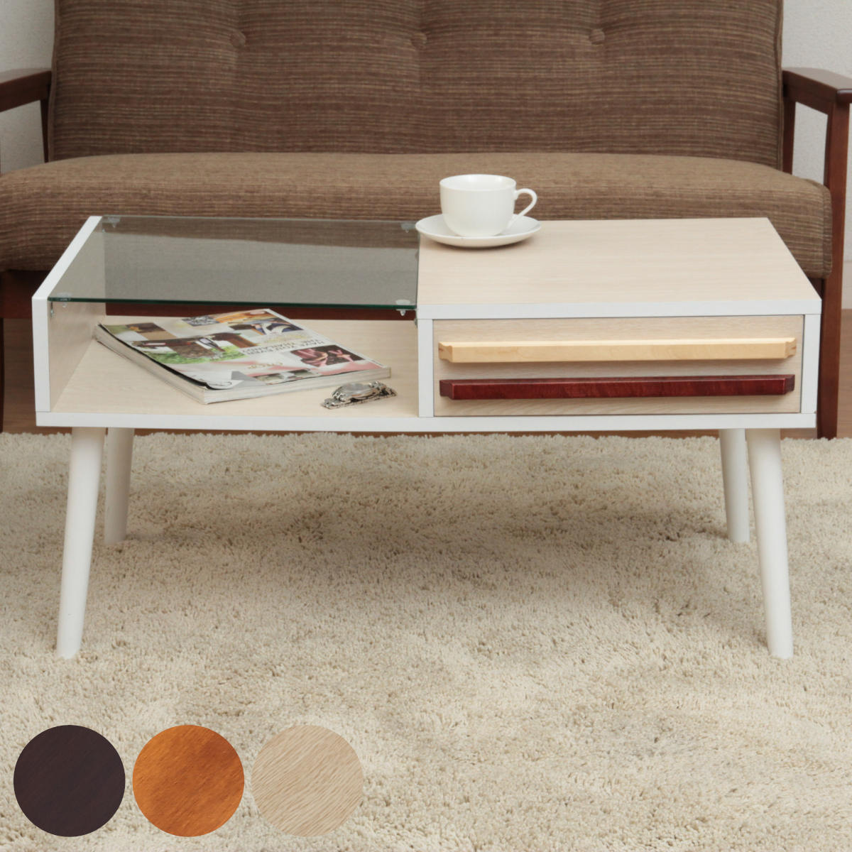 サイドテーブル 引出し付 クラシック調 Venezia 幅30cm （ 開梱設置