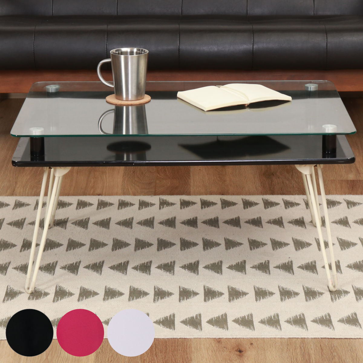 不二貿易（Fuji Boeki） ローテーブル 幅70cm ガラステーブル