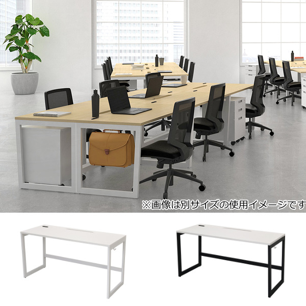 （法人限定） デスク 幅140cm 奥行60cm ホワイト オフィス オフィスデスク コンセント 配線 つくえ （ パソコンデスク 幅 140 ワークデスク フリーアドレス ）_10