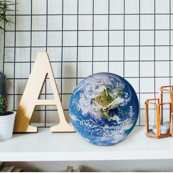 木製地球儀デザイン置時計 置き時計 アース アナログ 地球 時計 インテリア （ 置時計 とけい