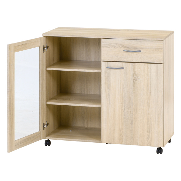 家具　棚　収納ボックス　収納棚　食器棚　本棚　キャビネット　キッチンワゴン 不二貿易（Fuji Boeki） キャビネット 幅90cm キャスター付 北欧風