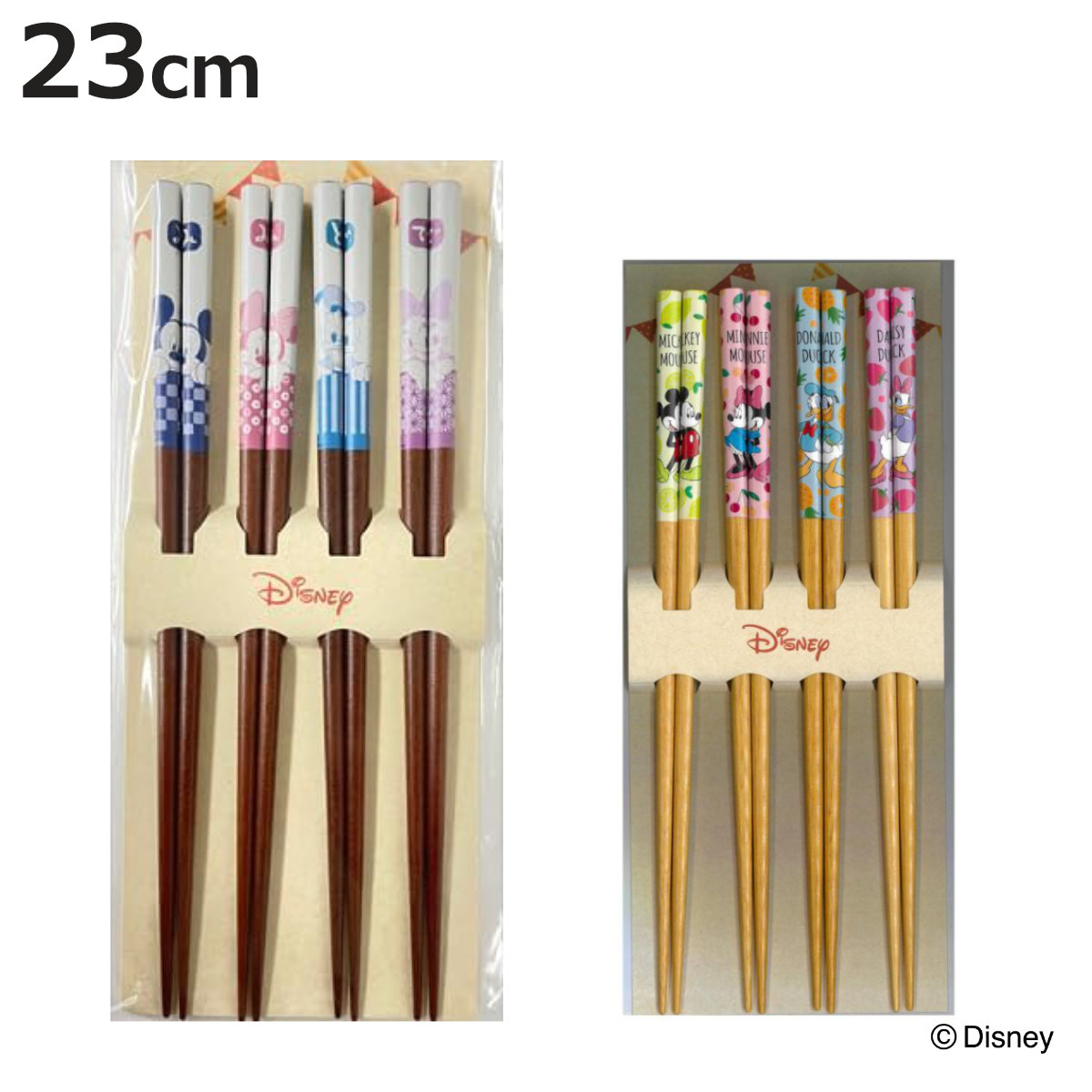 Disney（ディズニー） 箸 4膳入り 23cm 和 フルーツ フェイス 木製