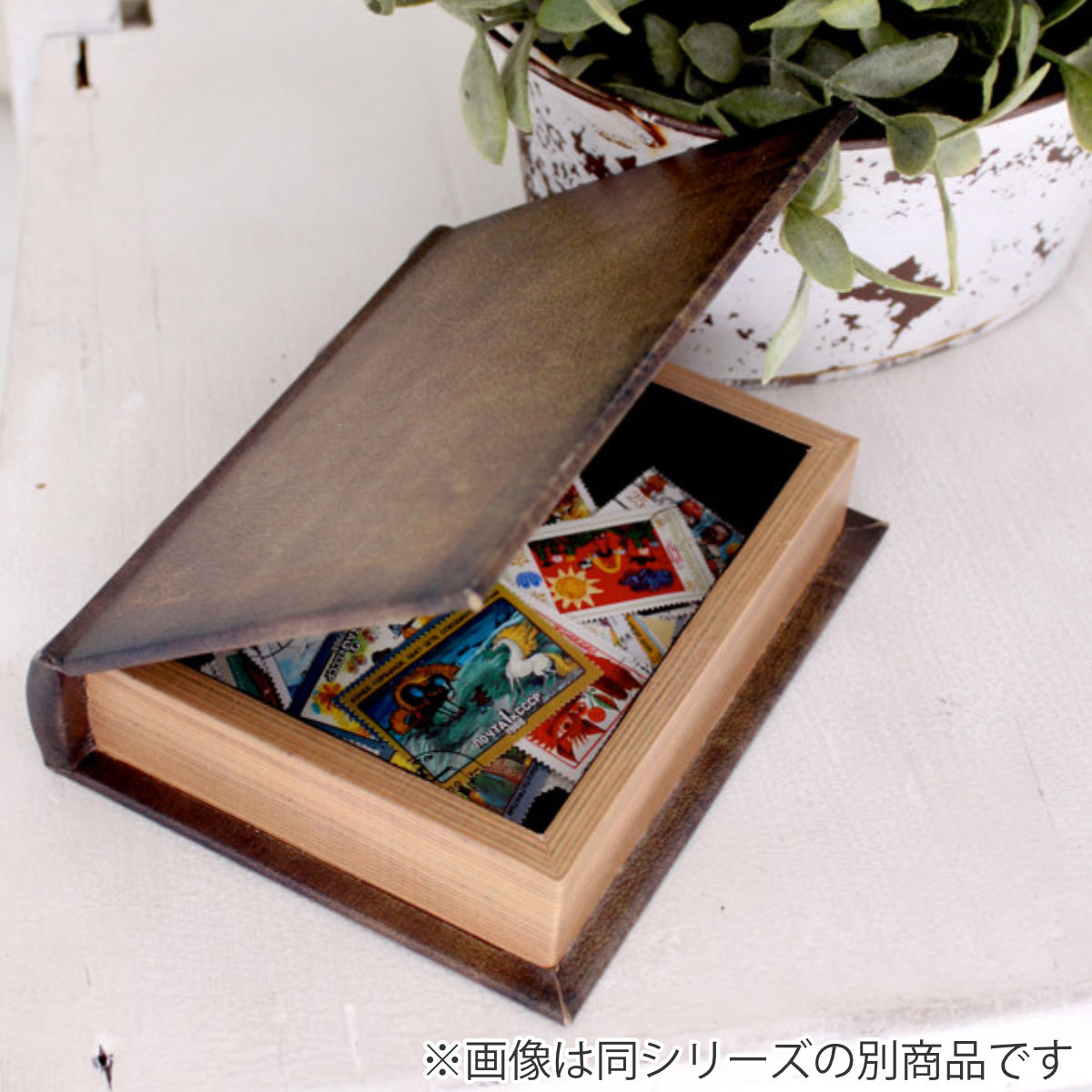 ♪昔の小型本箱 小物入れ 本型 アンティーク ブックボックス I （ ブック型 ボックス