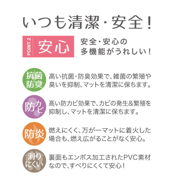 キッチンマット 240cm 拭ける PVC 4...の詳細画像3