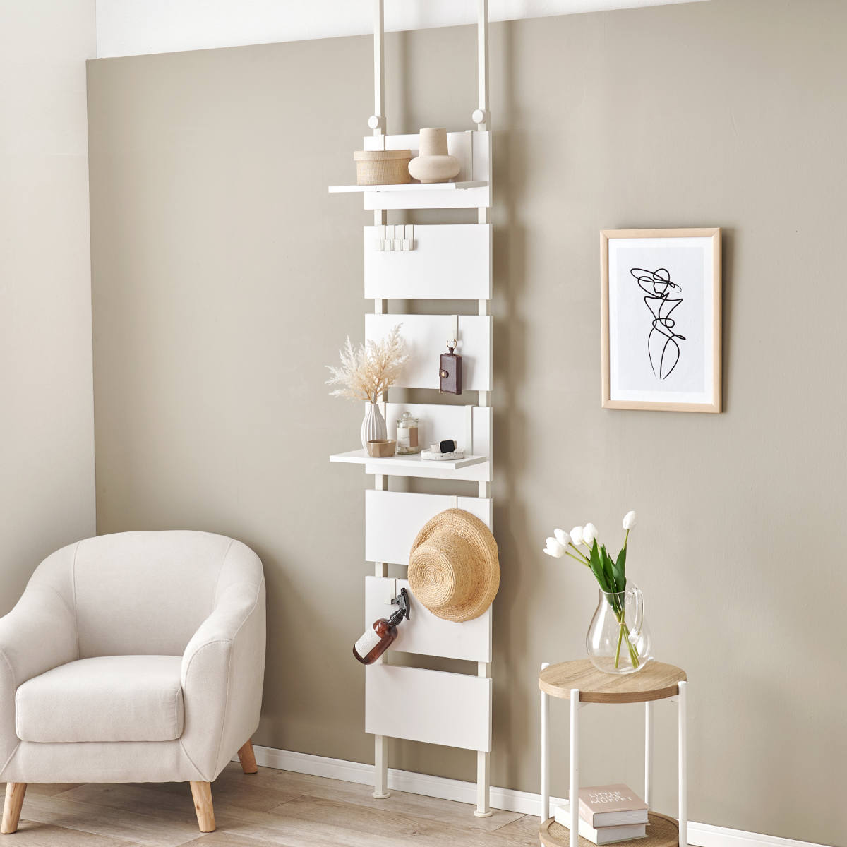 HAGiHARA（萩原） 突っ張り ウォールラック 幅40cm ラダーラック 棚