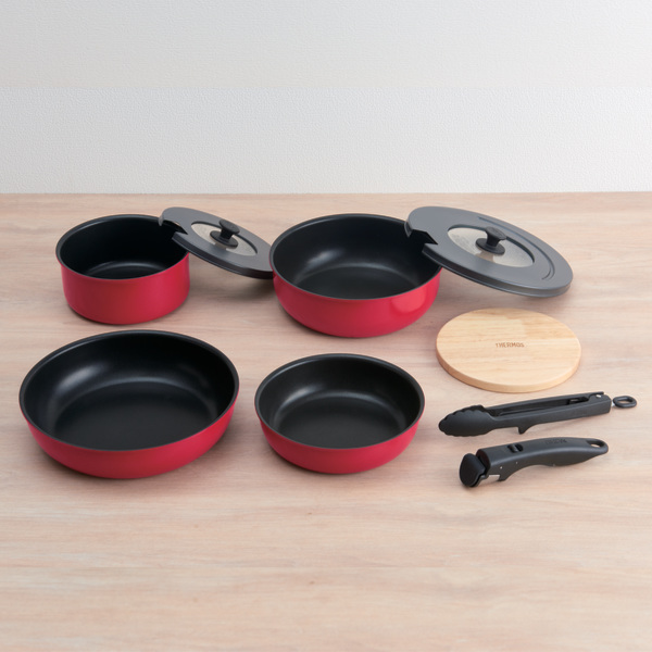 THERMOS（サーモス） 取っ手のとれるフライパン9点セット IH対応 着脱