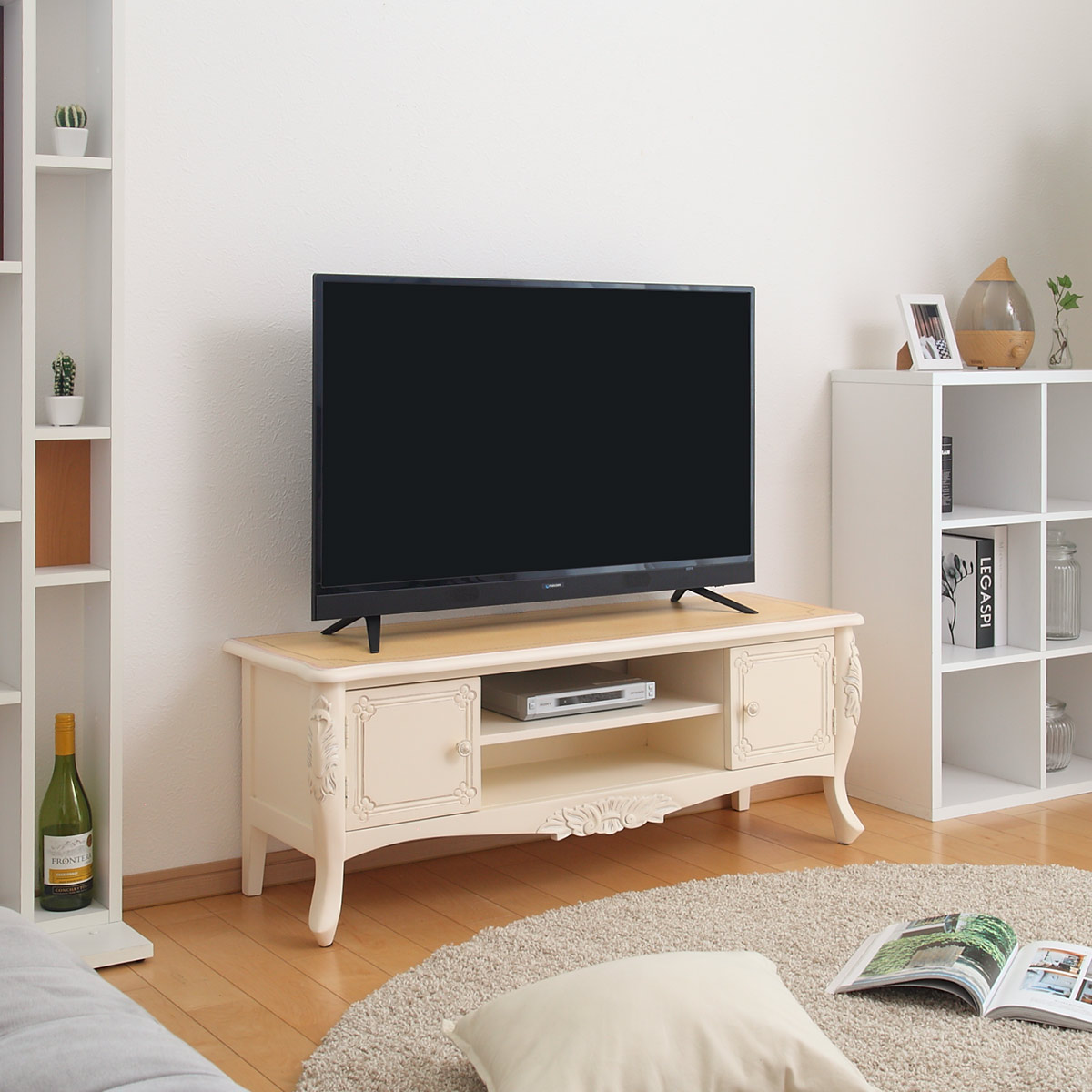 クロシオ テレビ台 ローボード クラシック調 天然木 マホガニー材 幅
