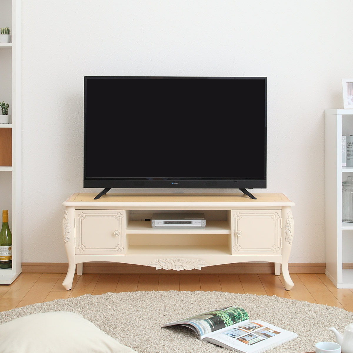 クロシオ テレビ台 ローボード クラシック調 天然木 マホガニー材 幅