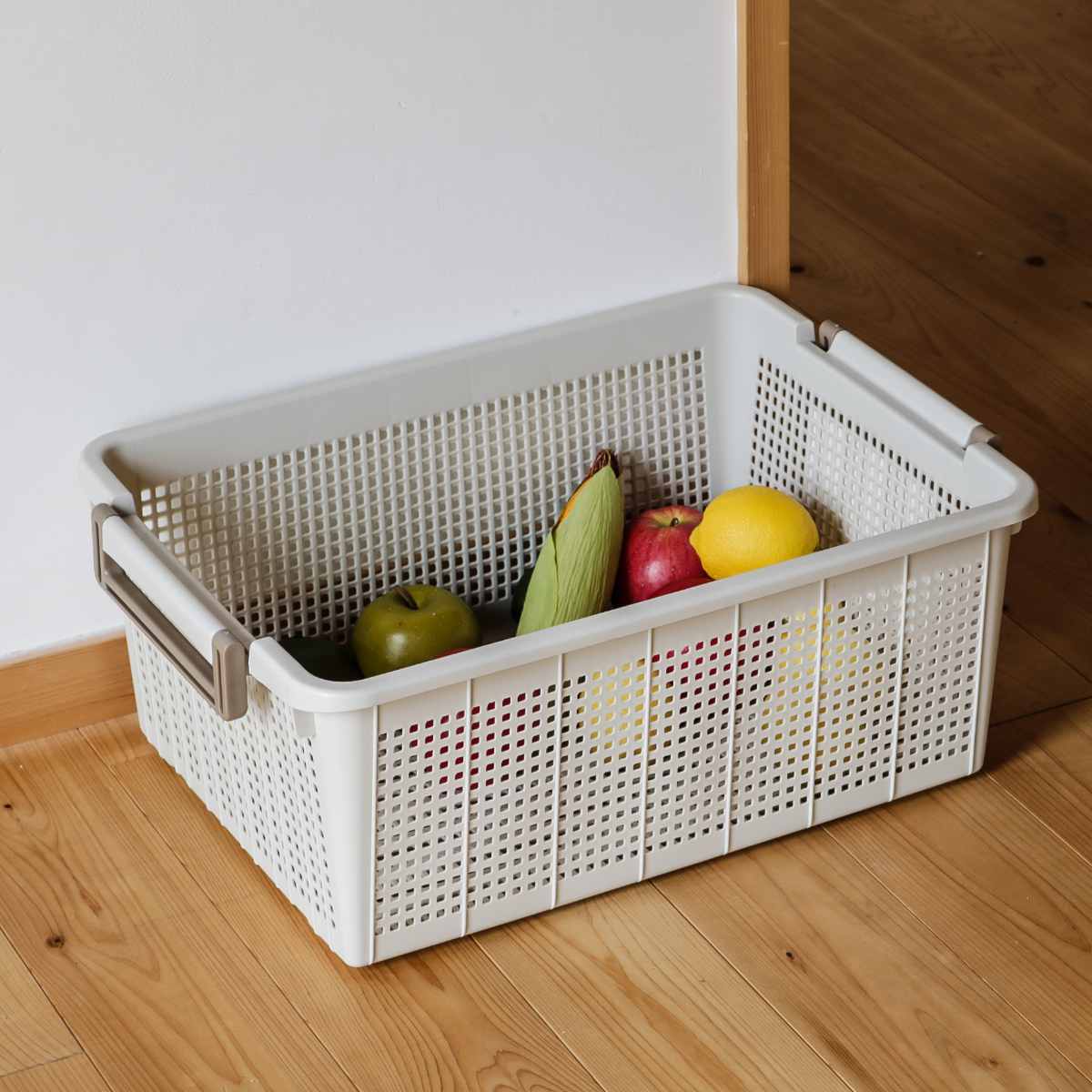 バスケット L 幅37.6×奥行54×高さ21cm スタッキング 4個セット （ 収納