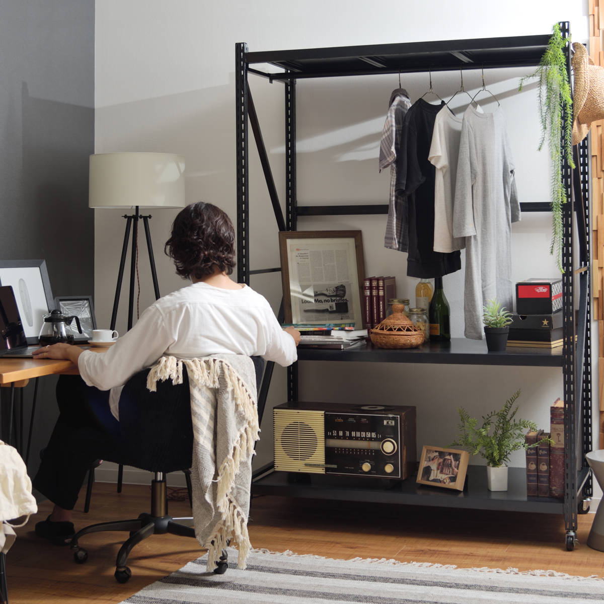 東谷 スチールラック 4段 深型 キャスター付 ボルトレス RALD 幅129cm