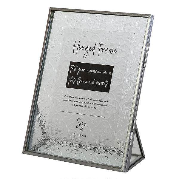 フォトフレーム フラワー ガラス ヒンジドフレーム アンティーク