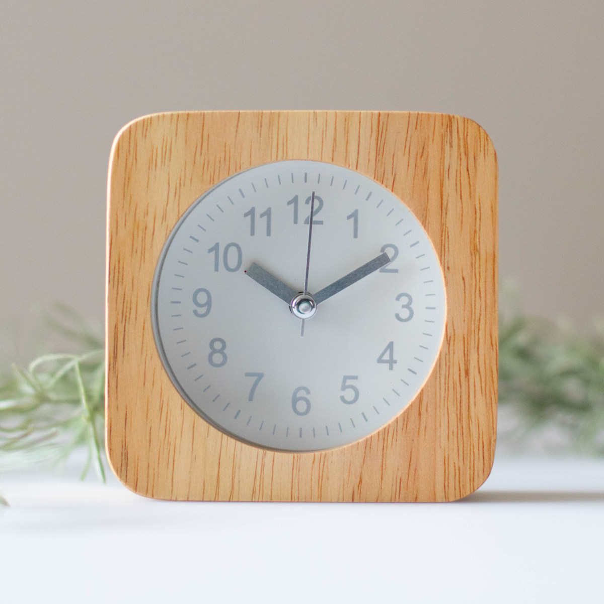 置き時計 ウッド スクエア 木製 ライト付き 目覚まし時計 （ 置時計