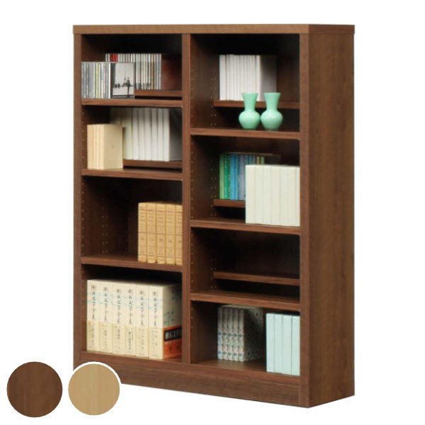 本棚 木製 コミックシェルフ 前後分割可動棚 日本製 幅90cm 高さ120cm