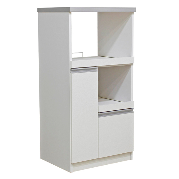 ダークブラウン キッチン収納ラック レンジ台　米びつ　引き出し　開き2段 レンジ台 木製 家電ラック 米びつ付 2段スライド棚 日本製 幅60cm