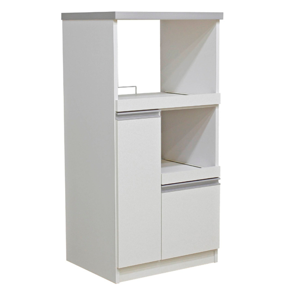 ダークブラウン キッチン収納ラック レンジ台　米びつ　引き出し　開き2段 レンジ台 木製 家電ラック 米びつ付 2段スライド棚 日本製 幅60cm