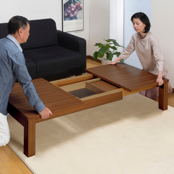 サン・ハーベスト リビングテーブル 伸縮 幅120〜180cm 6人用 伸縮ロー