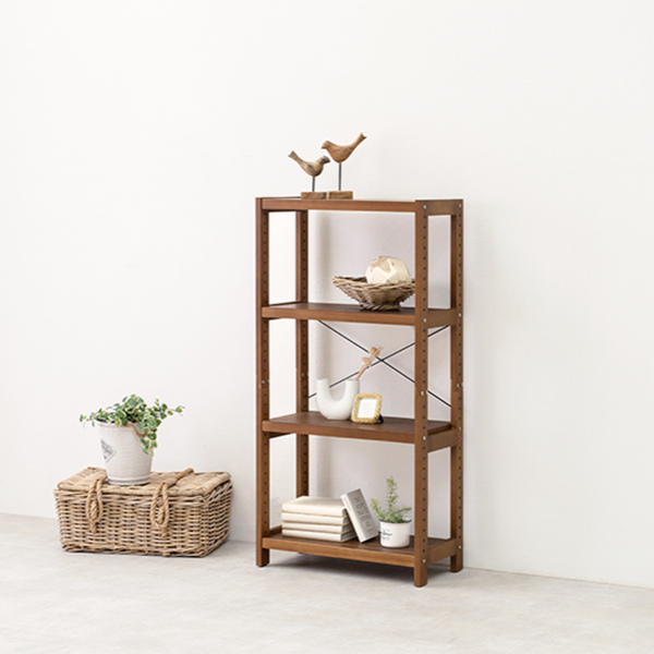 無印良品ブラウン木製ラック 4段 木製4段オープンシェルフ無印良品 (手渡し限定)