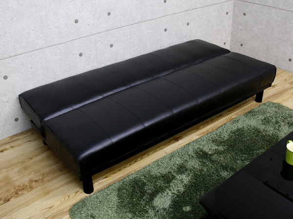 ソファベッド 幅180cm ソファ リクライニング レザー調 ローソファ